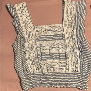 striped cami top with ruffles